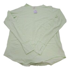 Free People We the Free Arden Lime Green Cotton Long Sleeve Thumbhole Top Size S